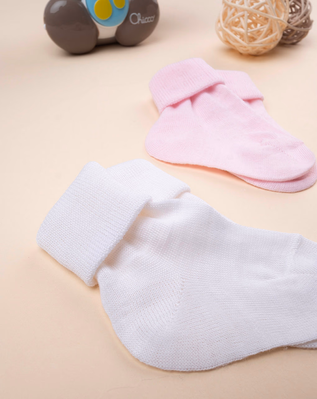 βρεφικά καλτσάκια λευκό/γαλάζιο πακέτο x2 για κορίτσι - Prénatal