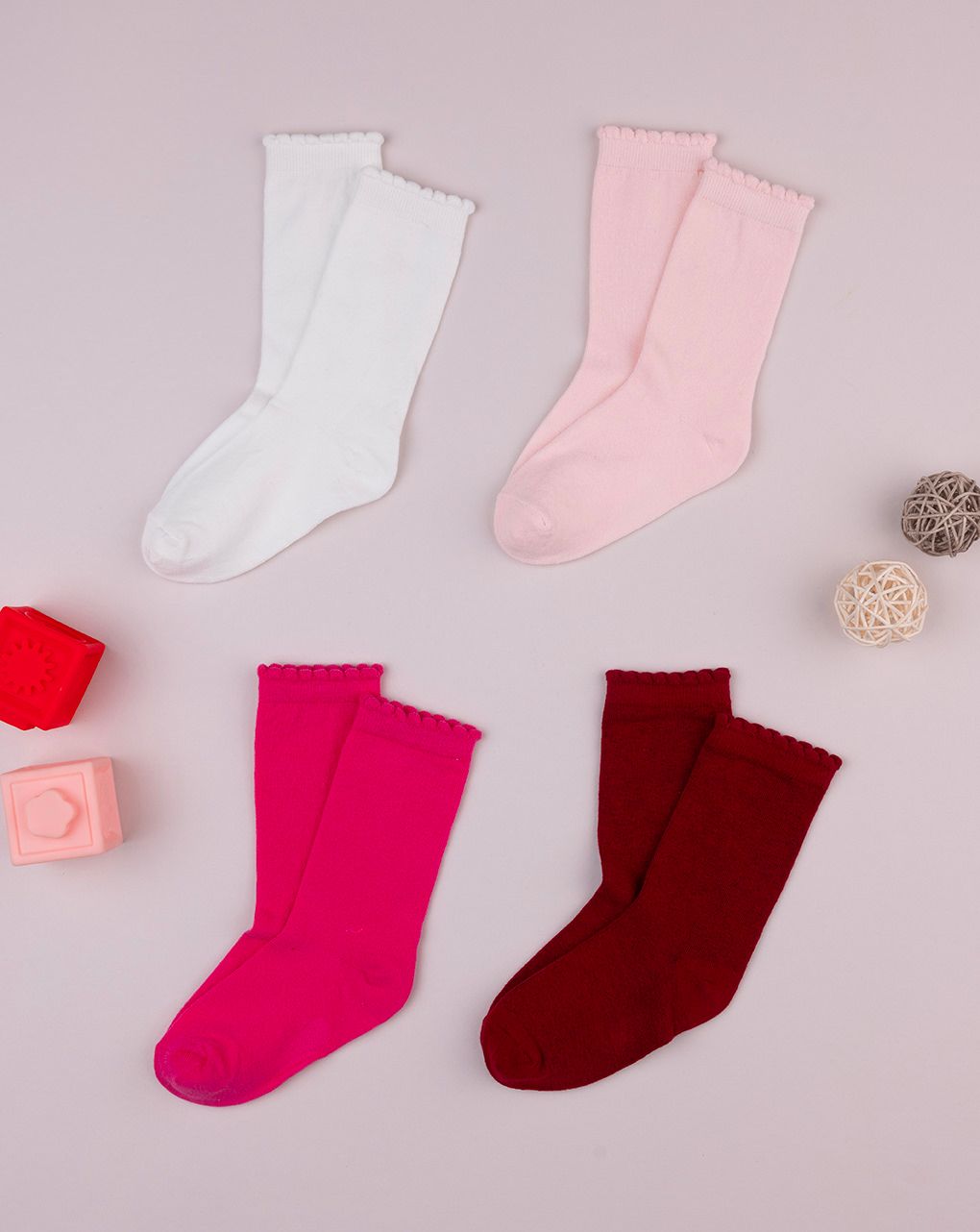 παιδικές κάλτσες μέχρι το γόνατο πακέτο x4 τμχ για κορίτσι - Prénatal