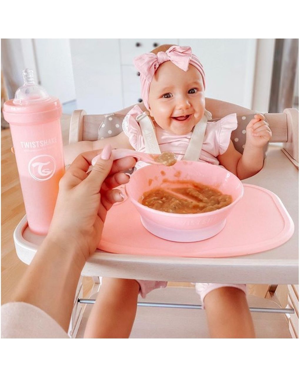 Twistshake μπολ φαγητού αντιολισθητικό 6m+ pastel pink 32-08-78149 - Twistshake