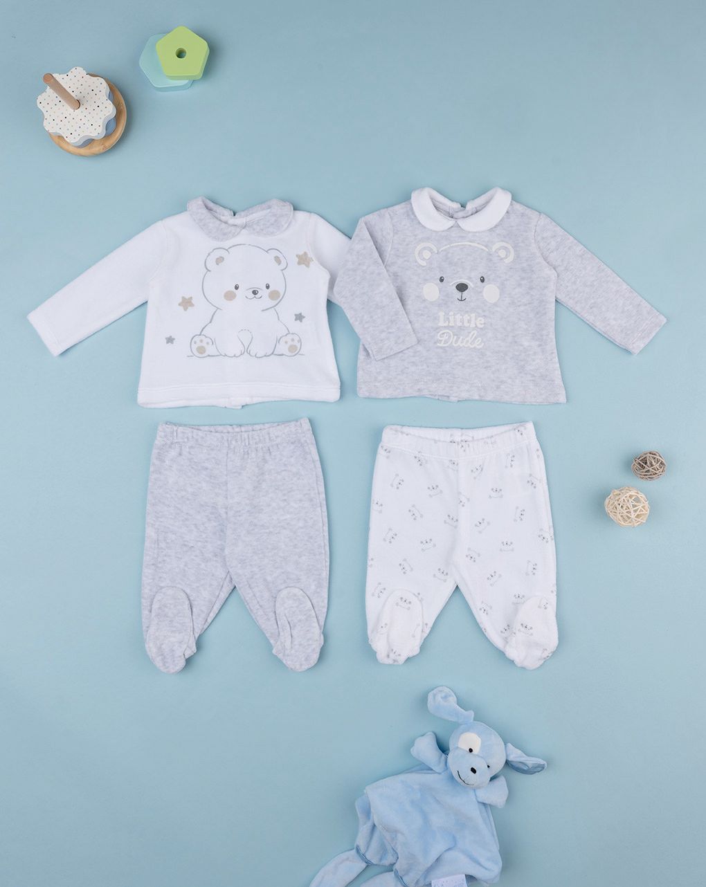 βρεφικά σετ σενίλ με αρκουδάκια πακέτο x2 unisex - Prénatal