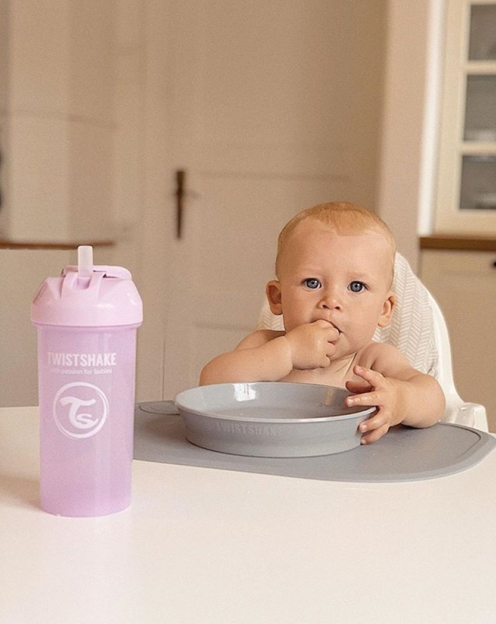Twistshake σουπλά click-mat mini & πιάτο 6m+ pastel grey 32-08-78442 - Twistshake