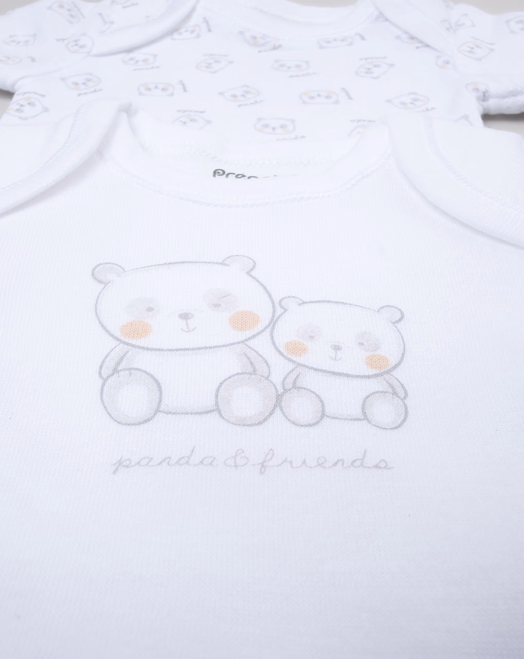 βρεφικά κορμάκια λευκά πακέτο x2 με πάντα unisex - Prénatal