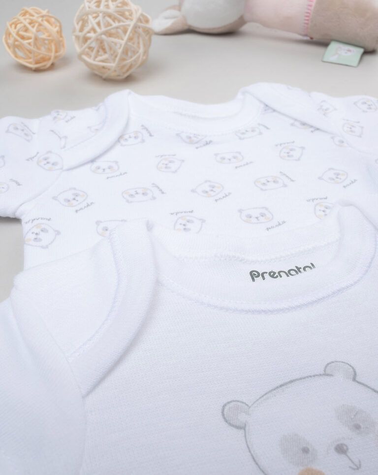 βρεφικά κορμάκια λευκά πακέτο x2 με πάντα unisex - Prénatal