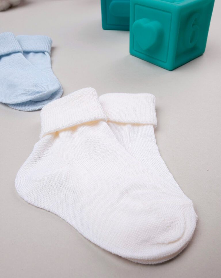 βρεφικά καλτσάκια λευκό/γαλάζιο πακέτο x2 για αγόρι - Prénatal