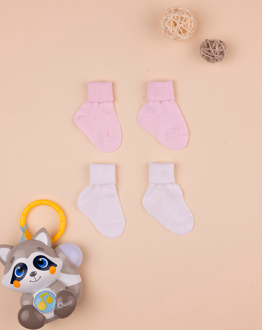 βρεφικά καλτσάκια λευκό/γαλάζιο πακέτο x2 για κορίτσι - Prénatal