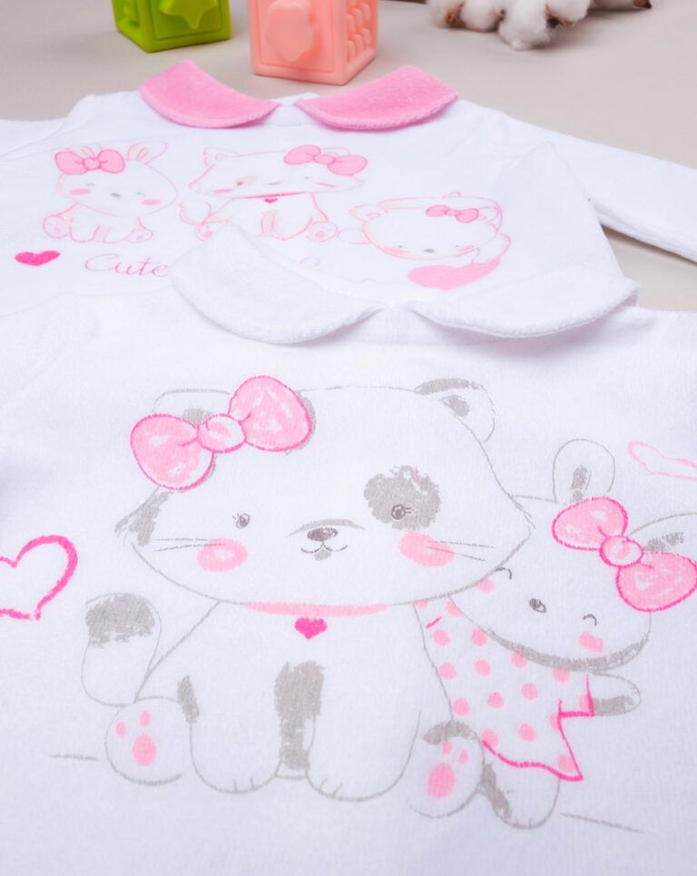 βρεφικά σετ μπλουζάκια και γκέτες σενίλ cute little love για κορίτσι - Prénatal