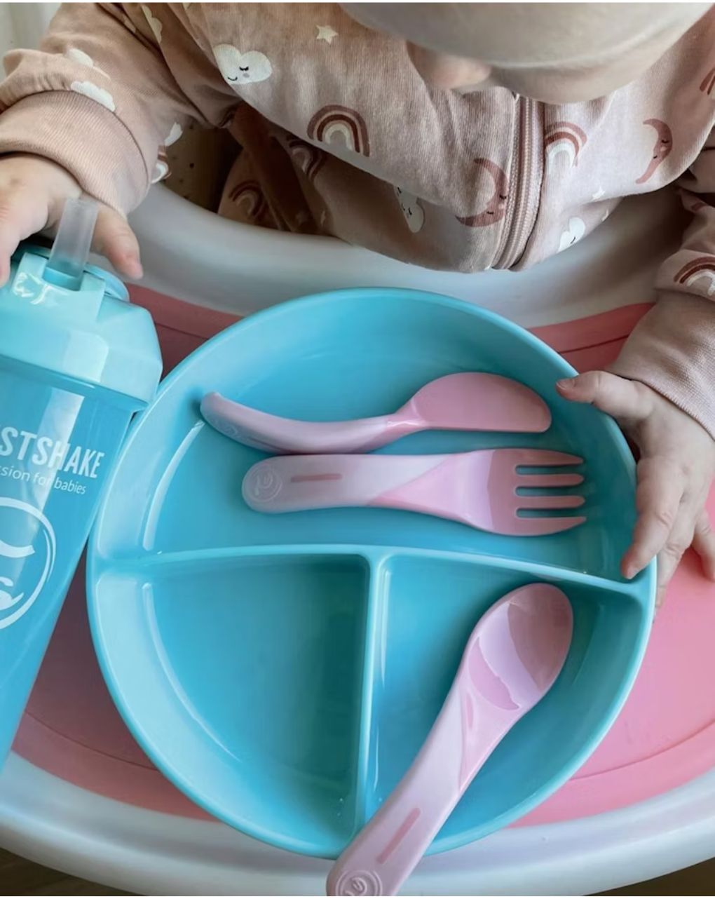 Twistshake σετ κουτάλι, μαχαίρι, πιρούνι 6m+ pastel pink 32-08-78199 - Twistshake