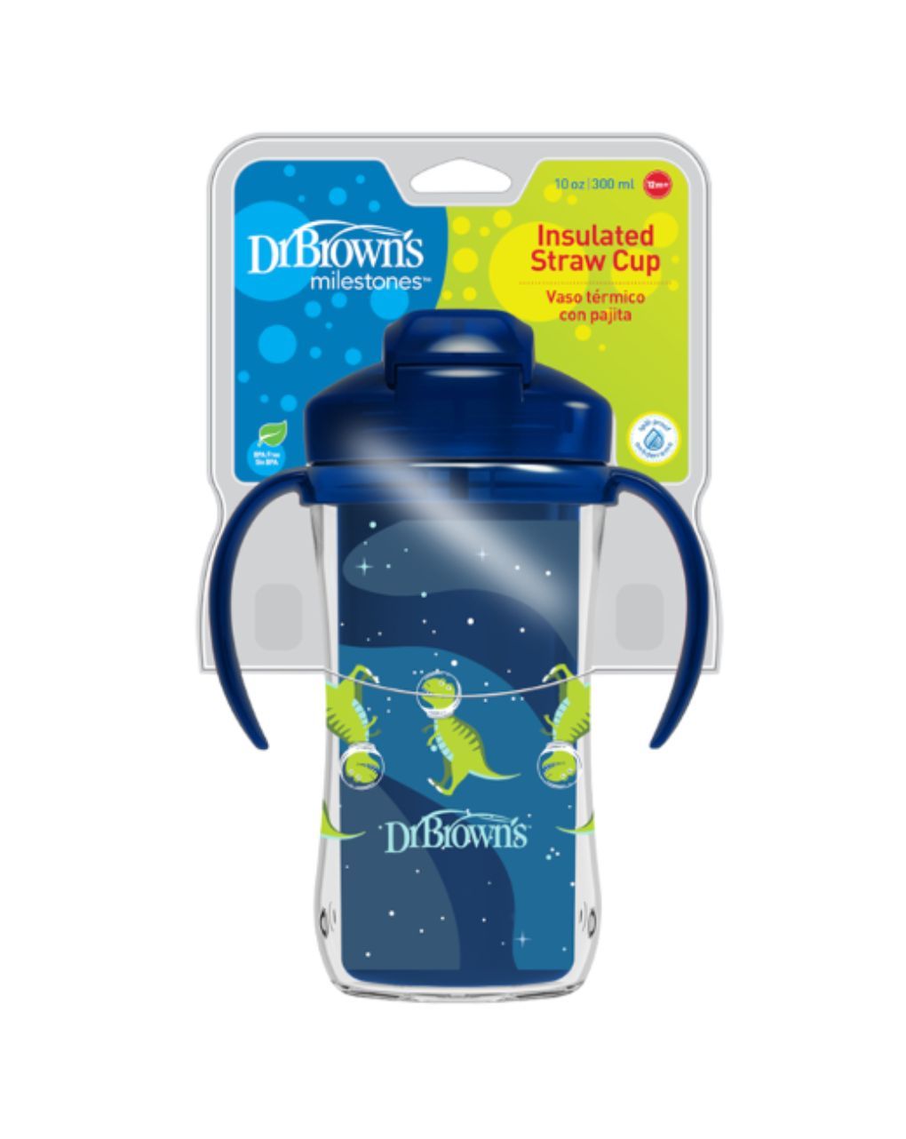 Dr. brown's παγούρι-θερμός με καλαμάκι 300ml 12m+ μπλε 112.70.1hc.337 - Dr Browns