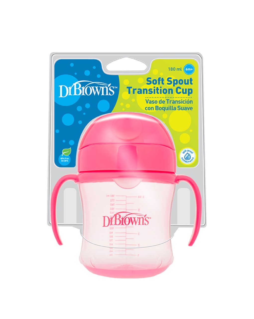 Dr. brown's εκπαιδευτικό ποτηράκι soft spout transition cup 6m+ 180ml 112.70.1hc.175 (διάφορα σχέδια) - Dr Browns