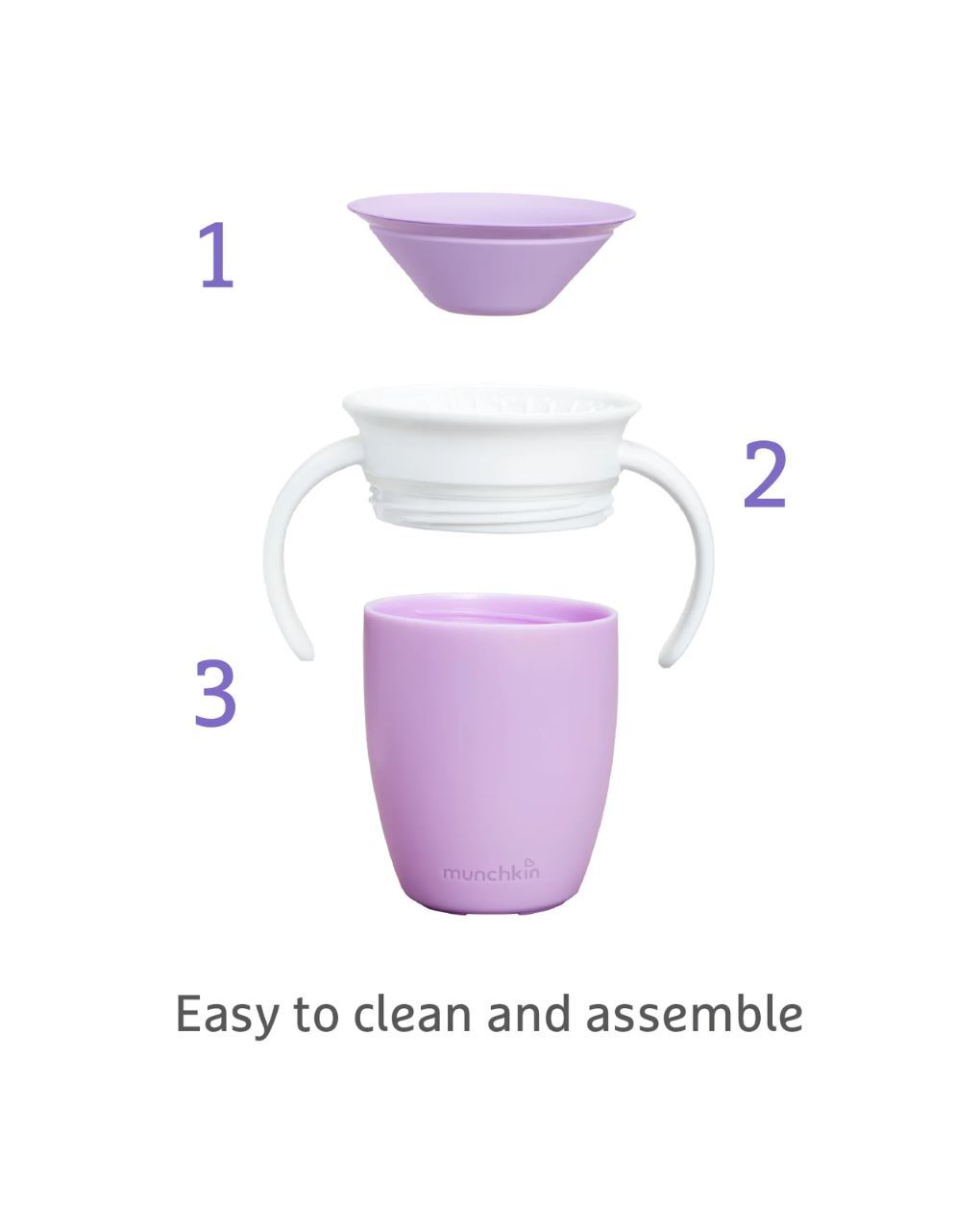 Munchkin εκπαιδευτικό ποτηράκι με λαβές miracle 207ml purple - Munchkin