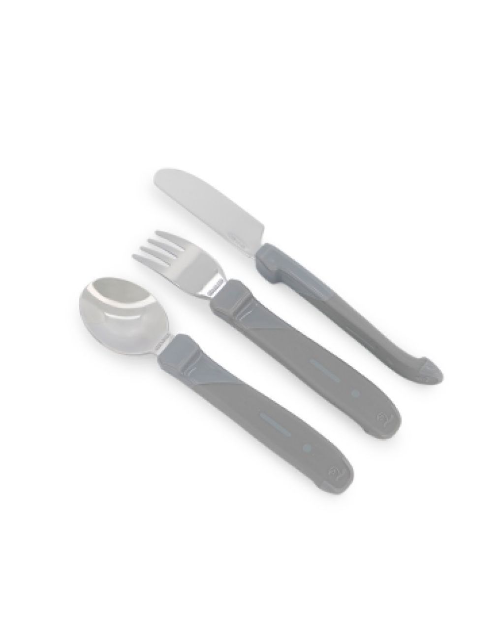 Twistshake ανοξείδωτο σετ κουτάλι, μαχαίρι, πιρούνι 12m+ pastel grey - Twistshake