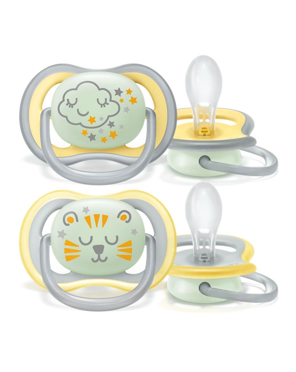 Philips avent πιπίλα oρθοδοντική σιλικόνης ultra air night 2τμχ 18m+, scf376/01