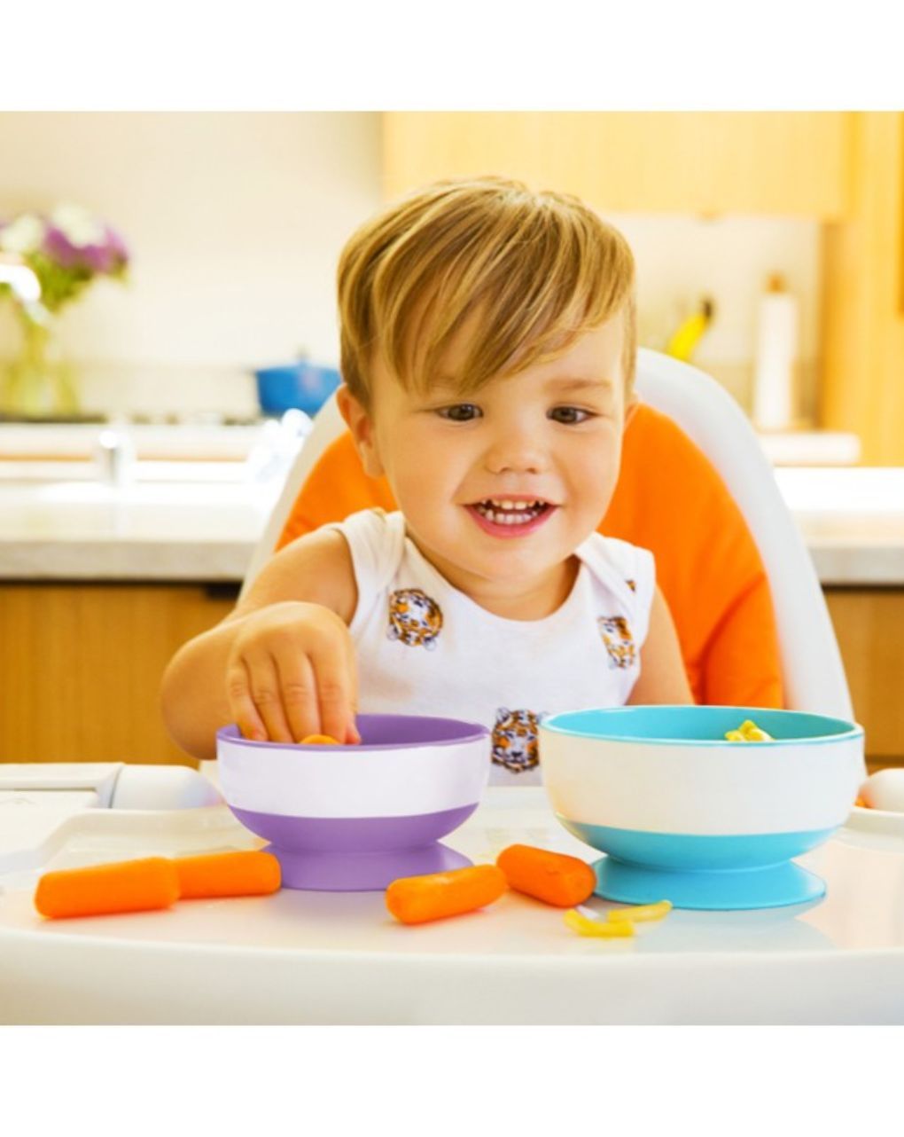 Munchkin πολύχρωμα μπολ φαγητού με βεντούζα stay put suction bowls 6m+ - Munchkin
