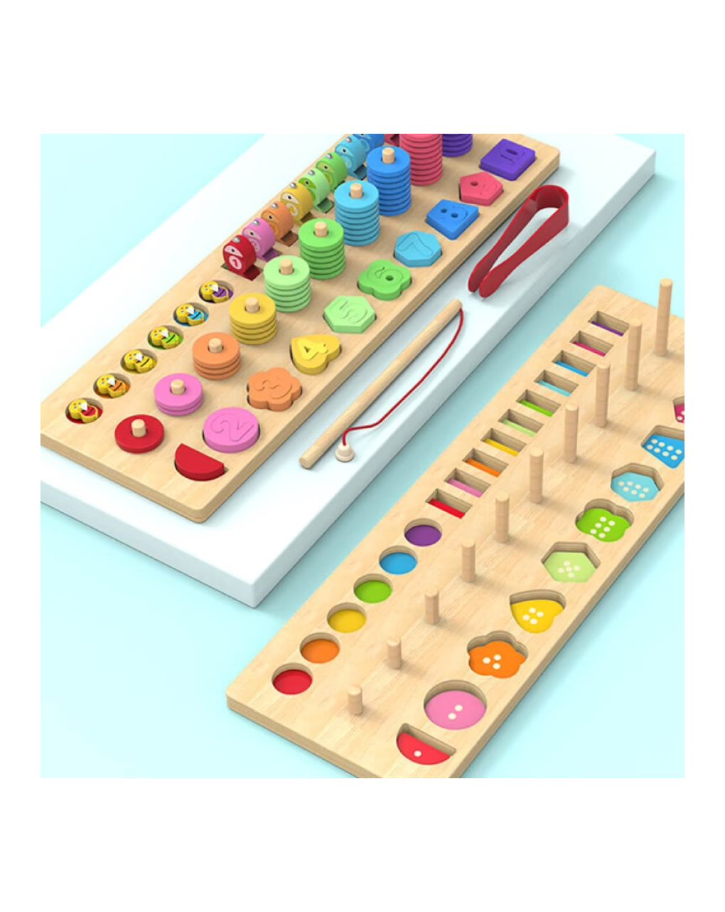 Iwood 4 σε 1 ξύλινο παιχνίδι – στοίβαξη, ψάρεμα, αριθμοί, πάζλ z1027 - iwood