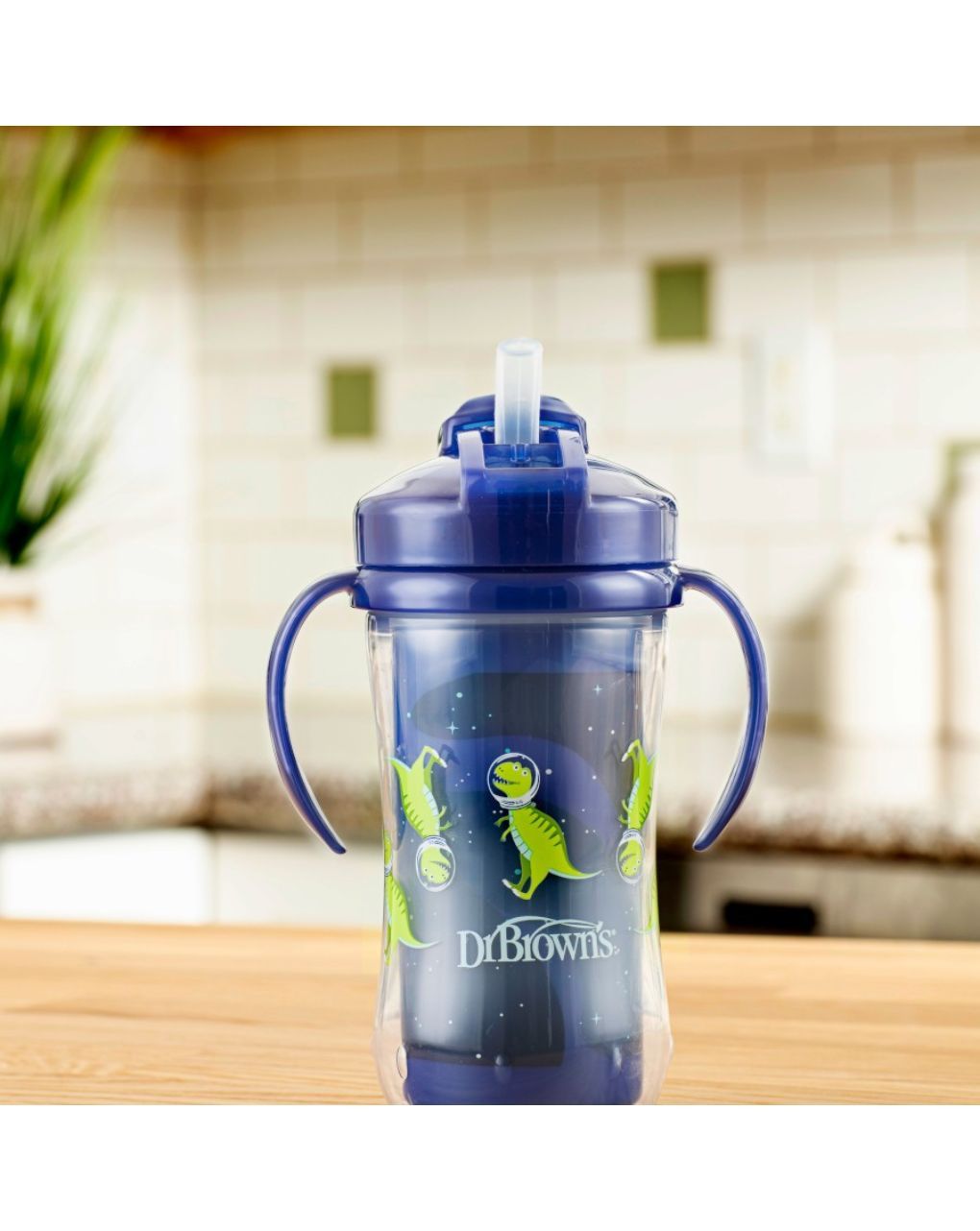 Dr. brown's παγούρι-θερμός με καλαμάκι 300ml 12m+ μπλε 112.70.1hc.337 - Dr Browns