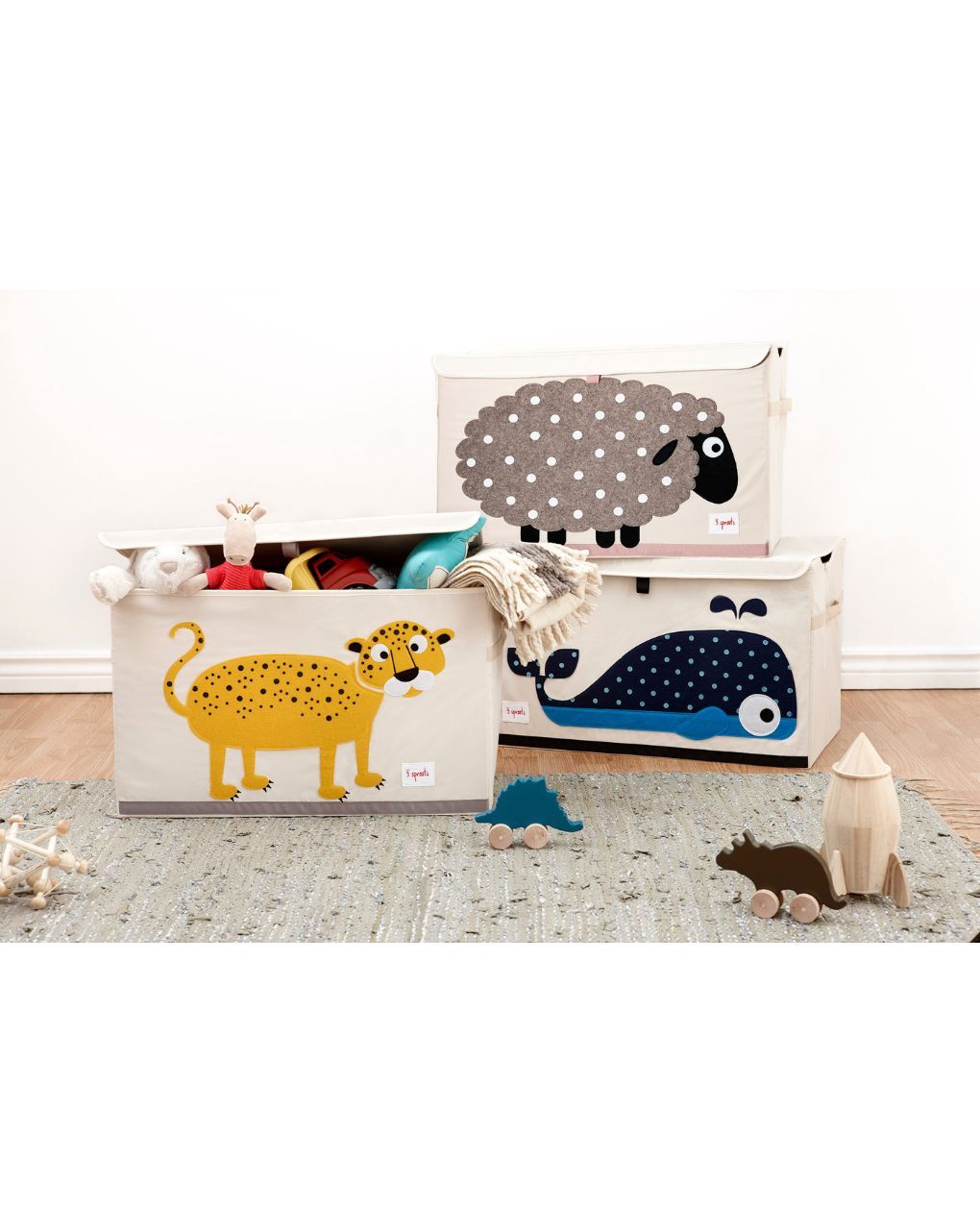 3sprouts καλάθι για παιχνίδια με καπάκι - leopard - 3 sprouts