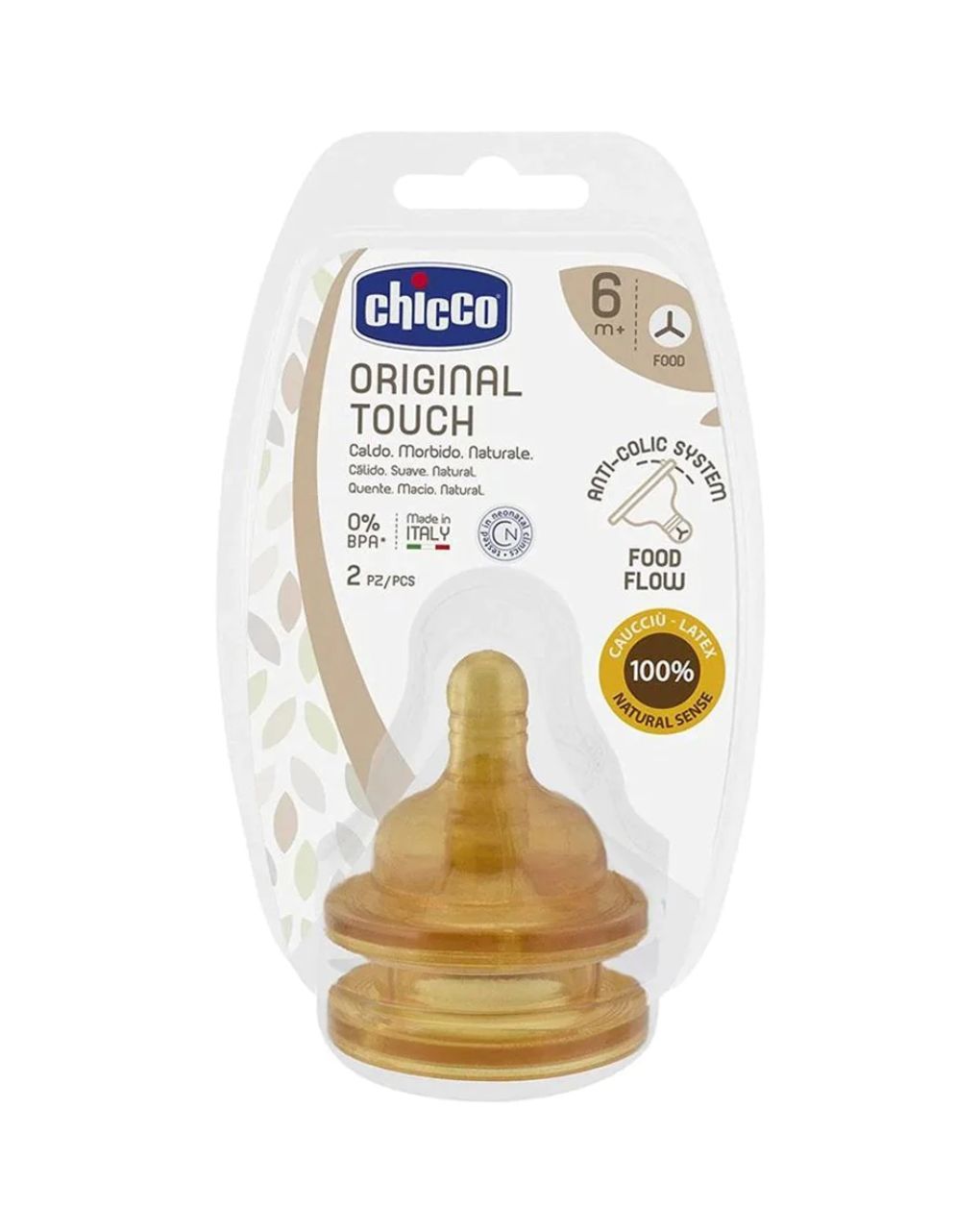 Chicco θηλή από καουτσούκ original touch 6m+ ροής φαγητού 2τμχ b61-27856-00 - Chicco