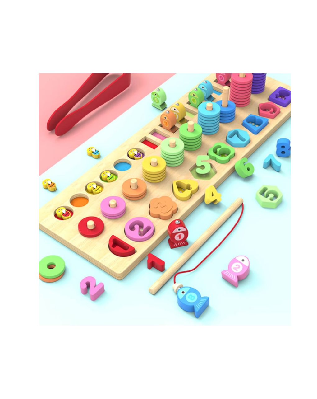 Iwood 4 σε 1 ξύλινο παιχνίδι – στοίβαξη, ψάρεμα, αριθμοί, πάζλ z1027 - iwood