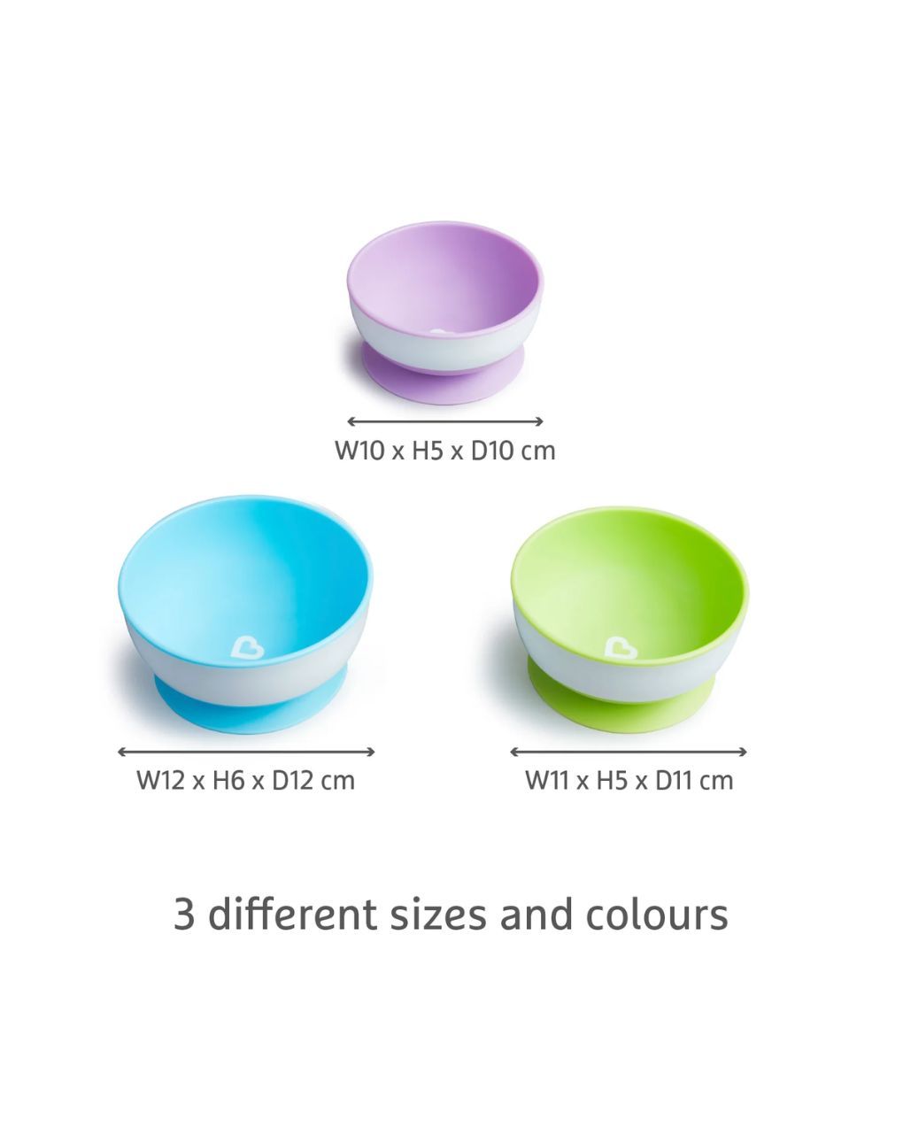 Munchkin πολύχρωμα μπολ φαγητού με βεντούζα stay put suction bowls 6m+ - Munchkin