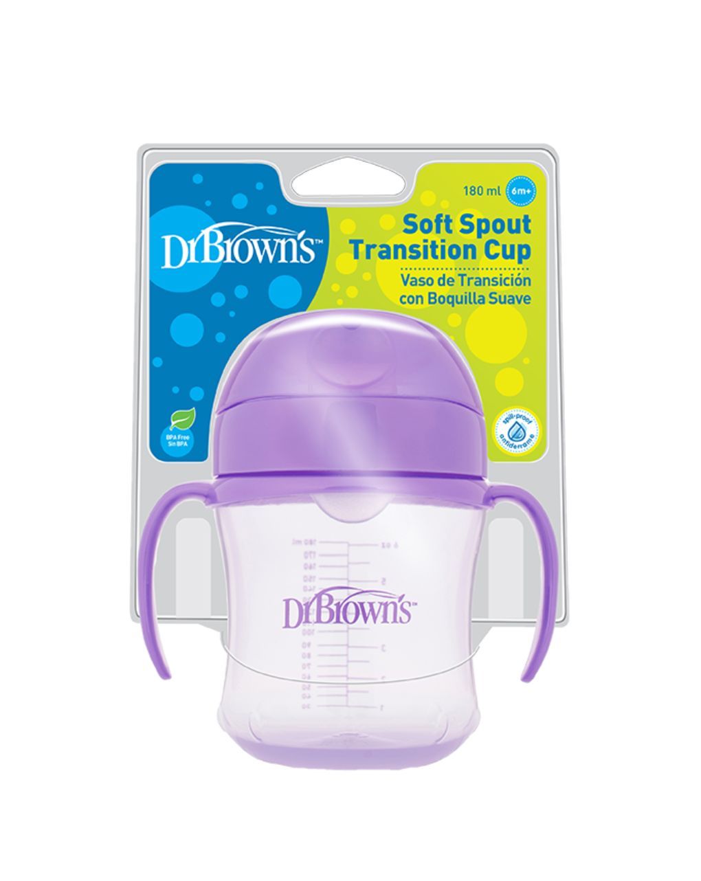 Dr. brown's εκπαιδευτικό ποτηράκι soft spout transition cup 6m+ 180ml 112.70.1hc.175 (διάφορα σχέδια) - Dr Browns