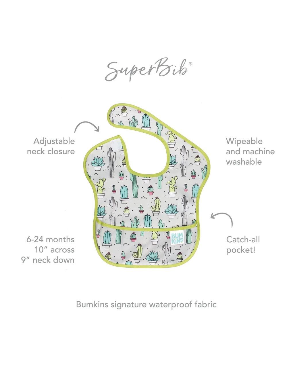 Bumkins αδιάβροχη σαλιάρα superbib cacti 6-24m 3303111 - BUMKINS