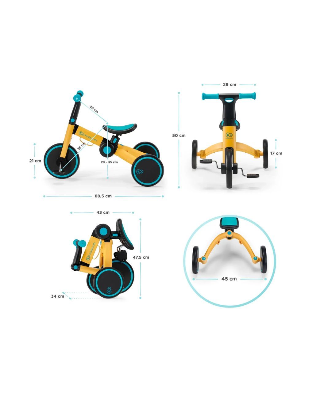 Kinderkraft πτυσόμενο τρίκυκλο ποδήλατο 4trike primrose yellow kr4tri00yel0000 - Kinderkraft