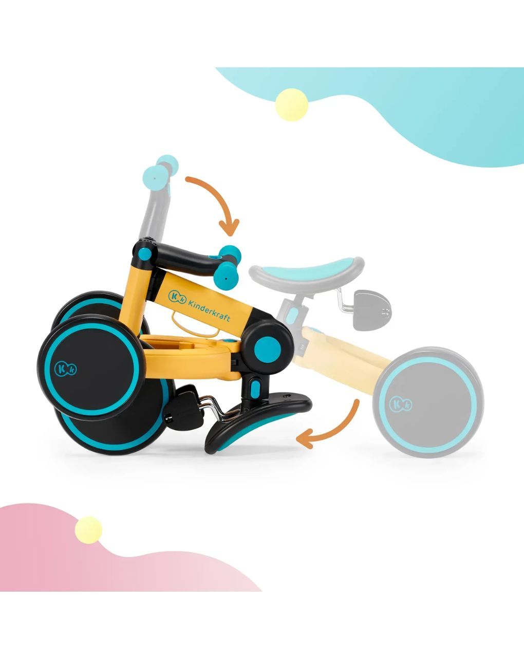 Kinderkraft πτυσόμενο τρίκυκλο ποδήλατο 4trike primrose yellow kr4tri00yel0000 - Kinderkraft