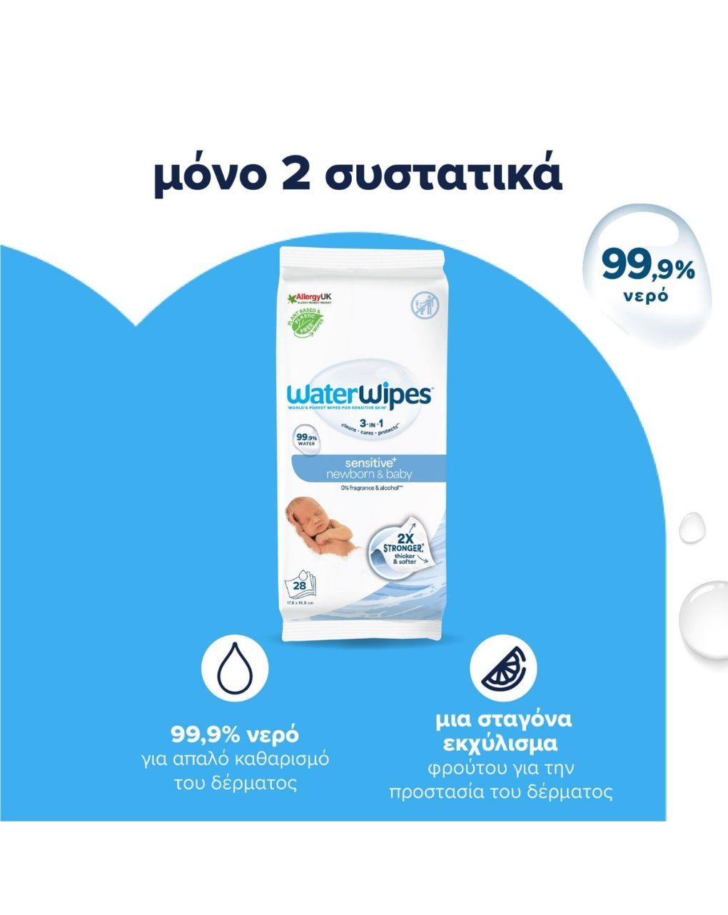 Waterwipes βιοδιασπώμενα μωρομάντηλα 28τμχ ib/420042 - WaterWipes