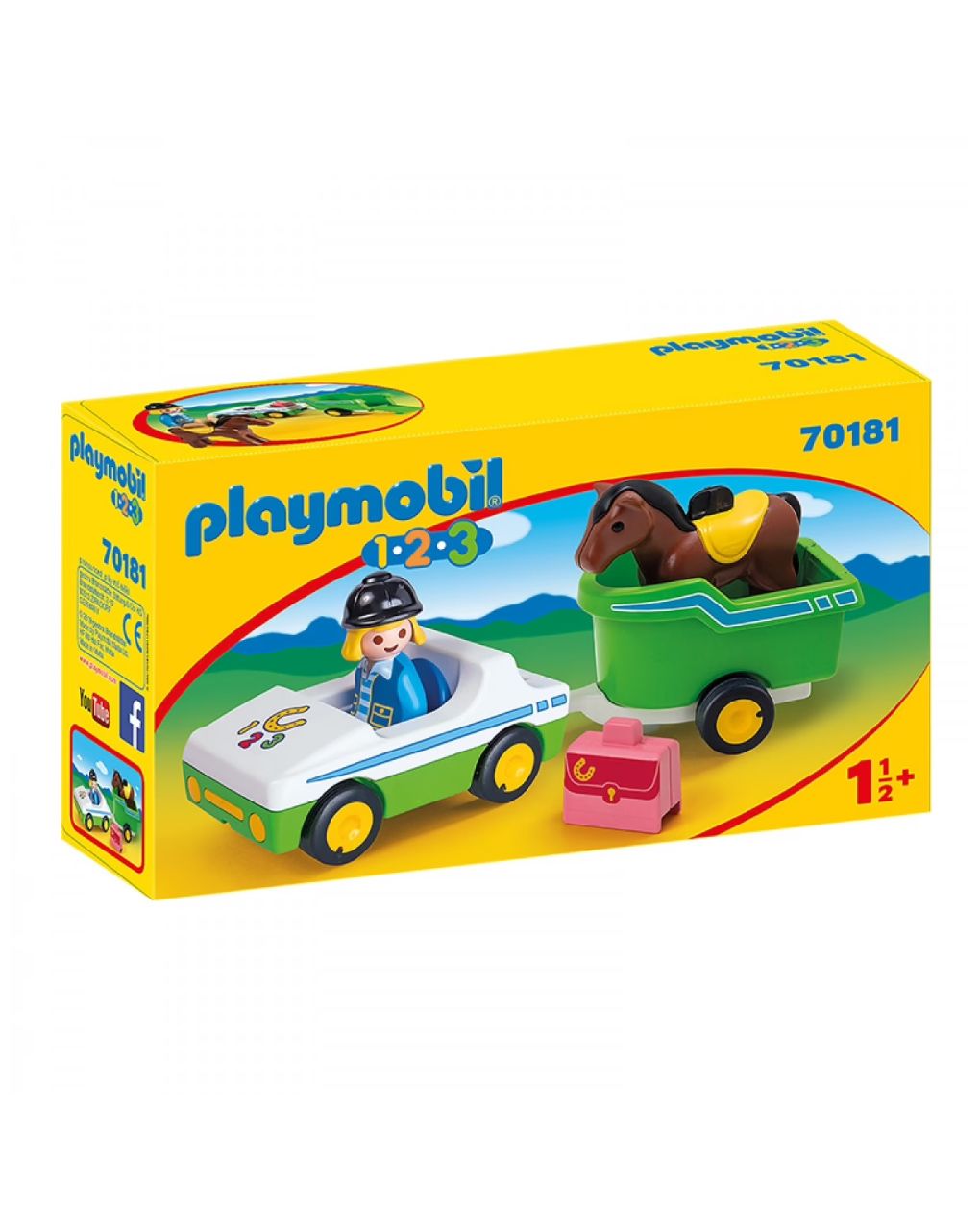 Playmobil 1.2.3. όχημα με τρέιλερ μεταφοράς αλόγου 70181 - Playmobil, Playmobil 1.2.3