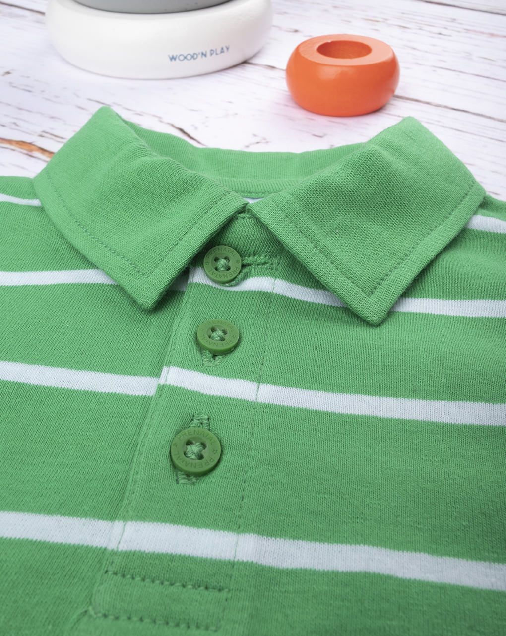 βρεφικό t-shirt πόλο πράσινο ριγέ για αγόρι - Prénatal