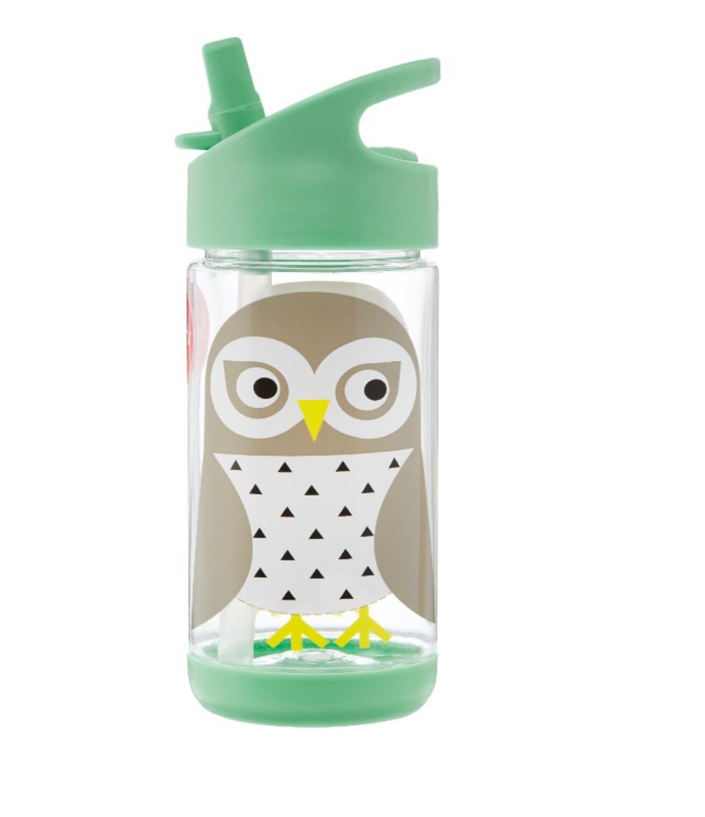 3sprouts παγούρι με καλαμάκι- owl - 3 sprouts