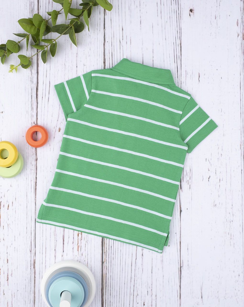 βρεφικό t-shirt πόλο πράσινο ριγέ για αγόρι - Prénatal