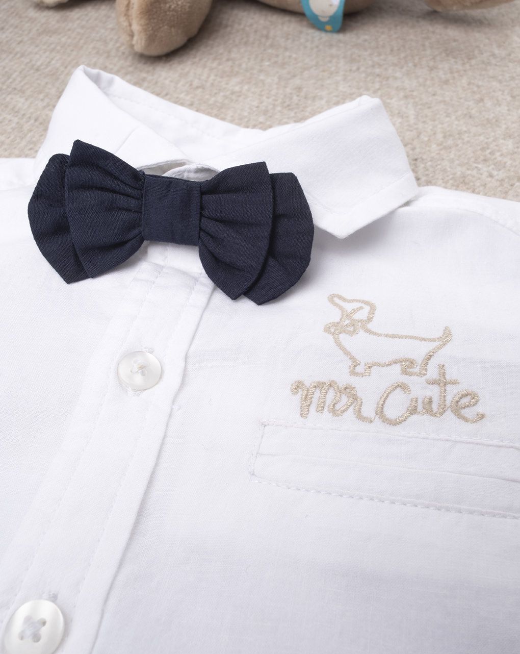 βρεφικό πουκάμισο λευκό με σκυλάκι για αγόρι - Prénatal