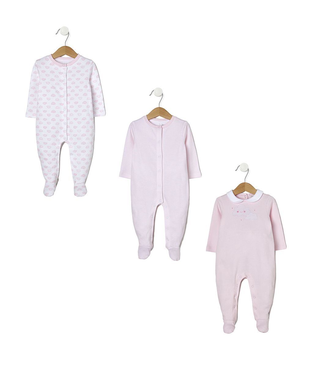 φορμάκια μακρυμάνικα πακέτο χ3 ροζ για κορίτσι - Prénatal