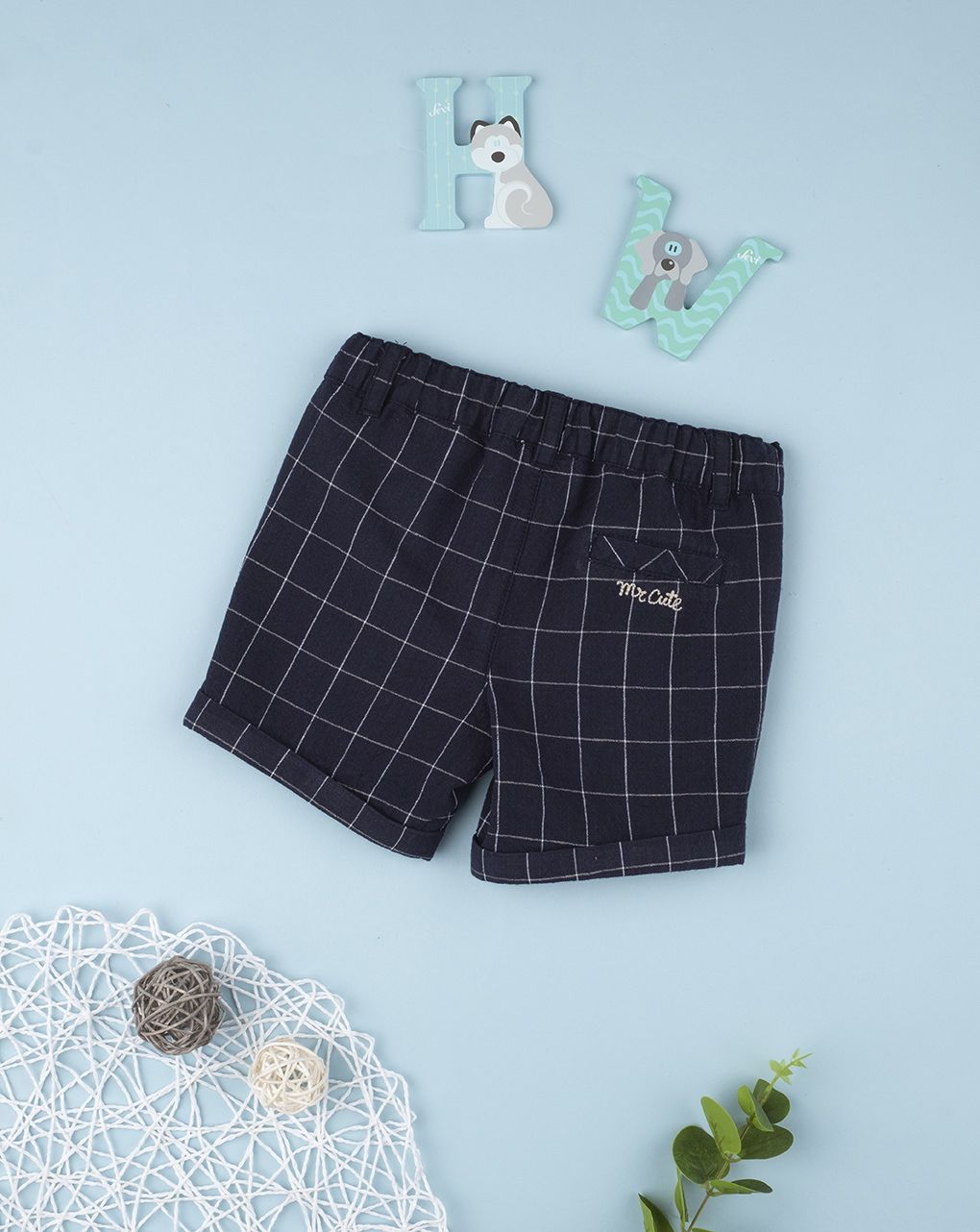 βρεφικό σορτσάκι λινό μπλε για αγόρι - Prénatal