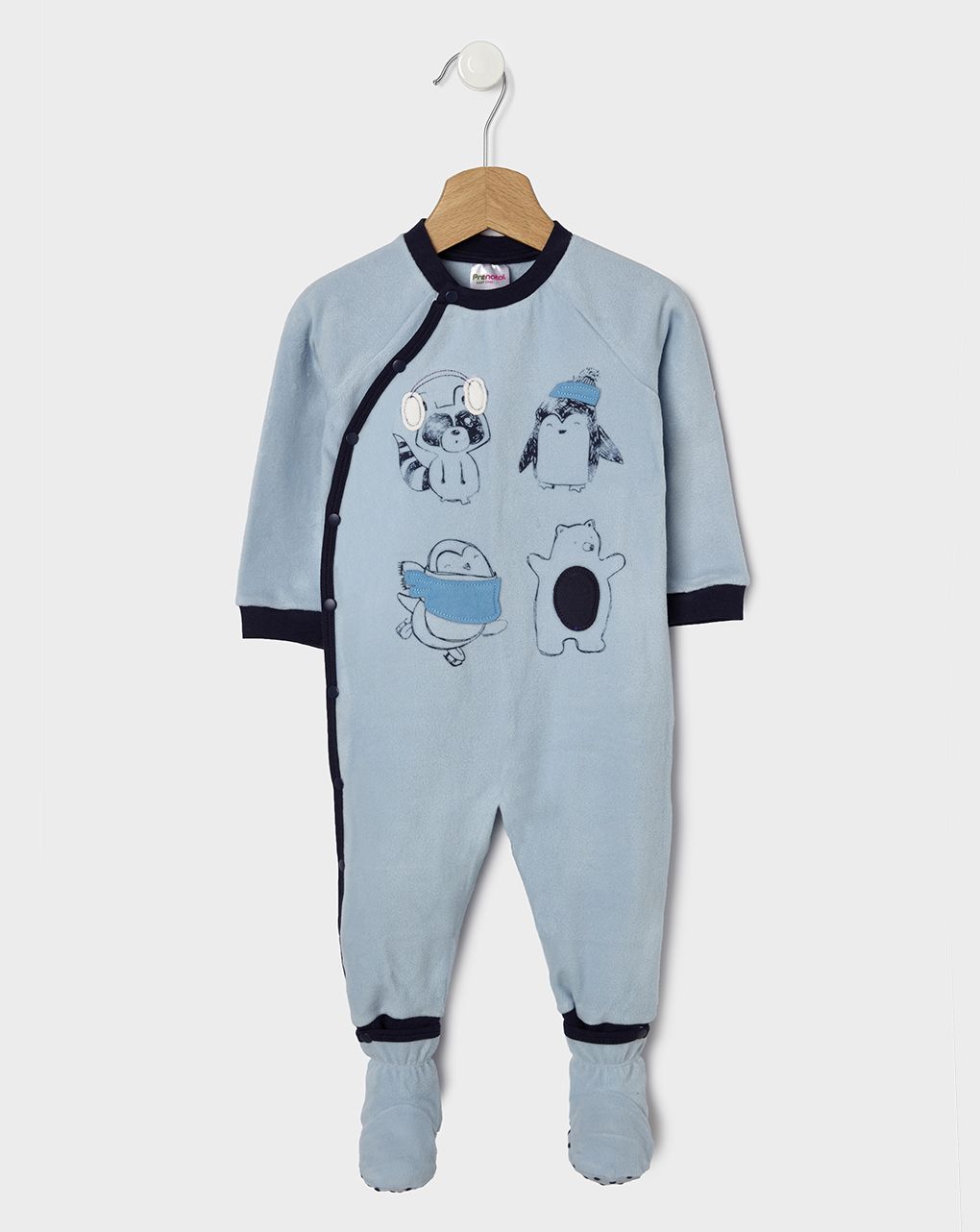 πιτζαμάκι fleece γαλάζιο για αγόρι με ζωάκια - Prénatal