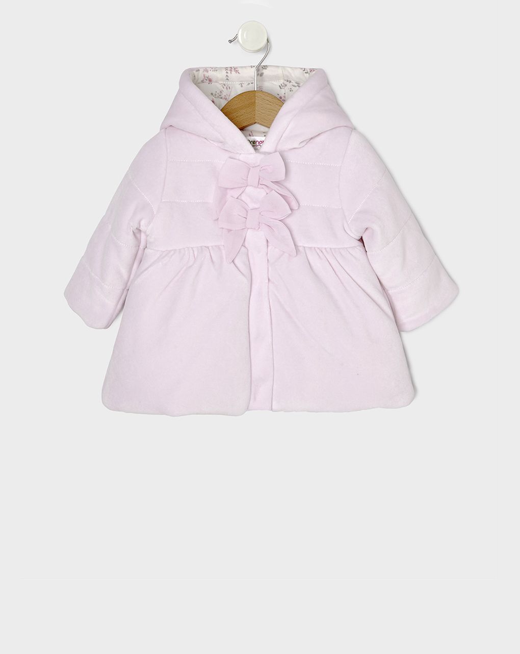 μπουφάν σενίλ με κουκούλα ροζ για κορίτσι