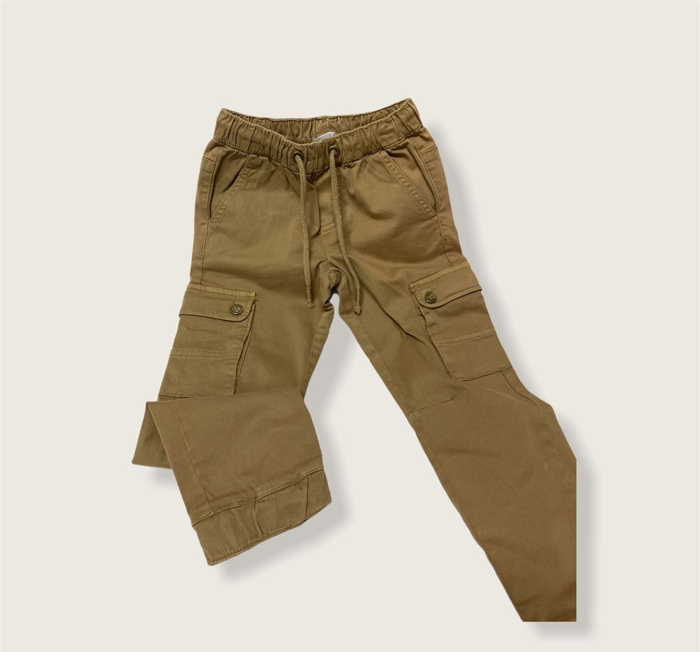 παντελόνι twill σε καφέ με μεγάλες τσέπες για αγόρι - Prénatal