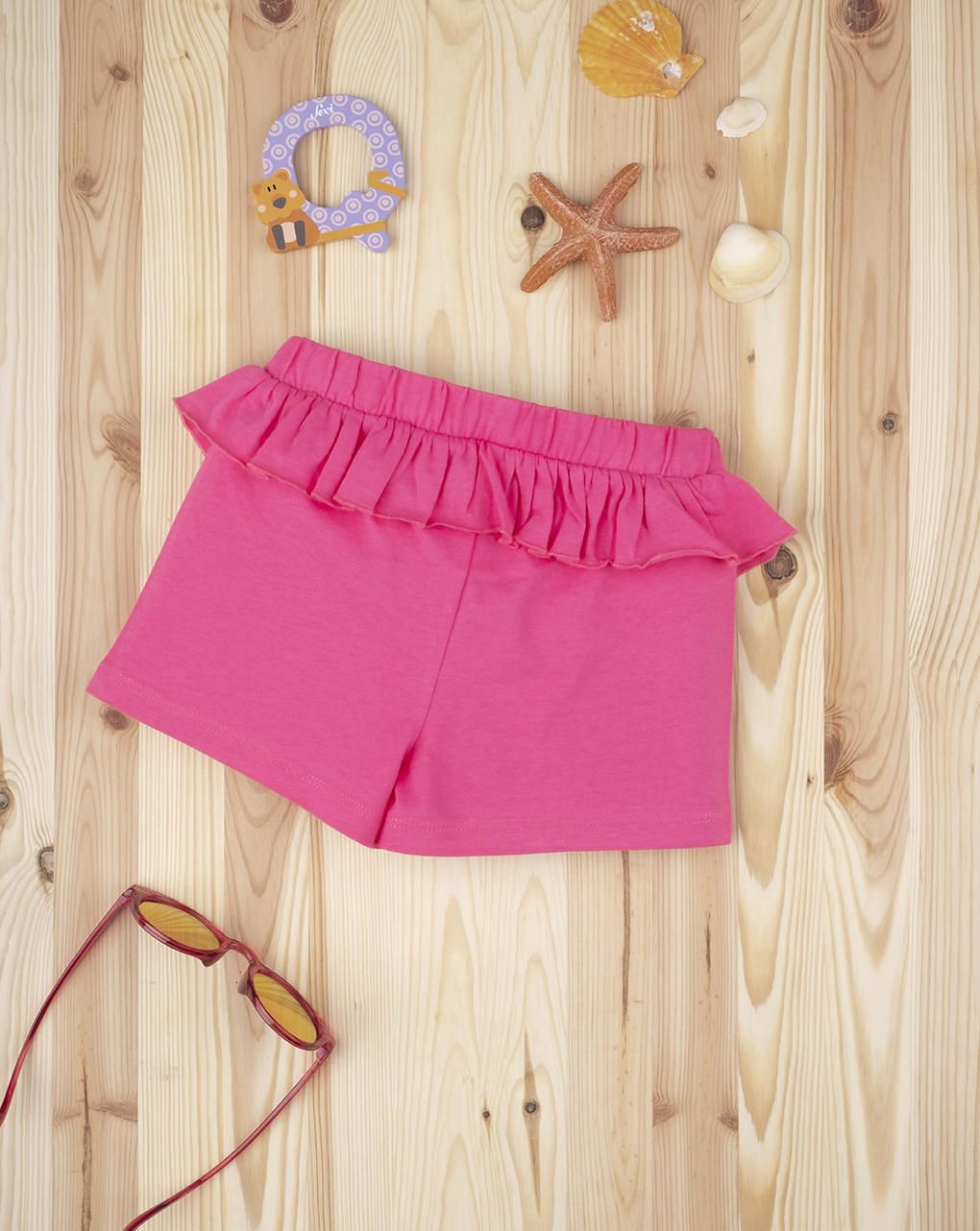 βρεφικό σορτσάκι φούξια με βολάν για κορίτσι - Prénatal