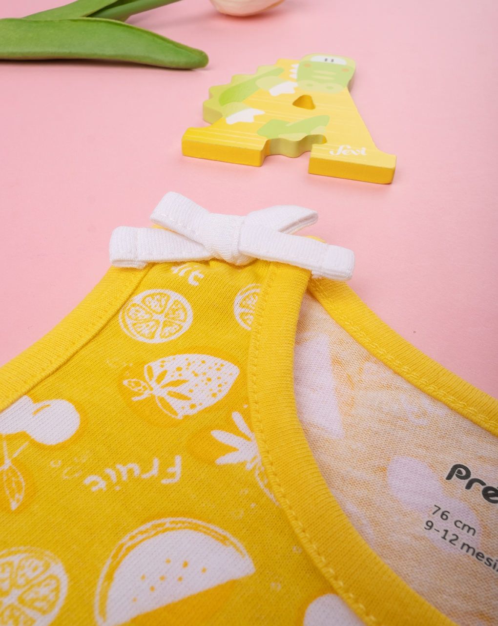 βρεφική μπλούζα κίτρινη με φρούτα για κορίτσι - Prénatal