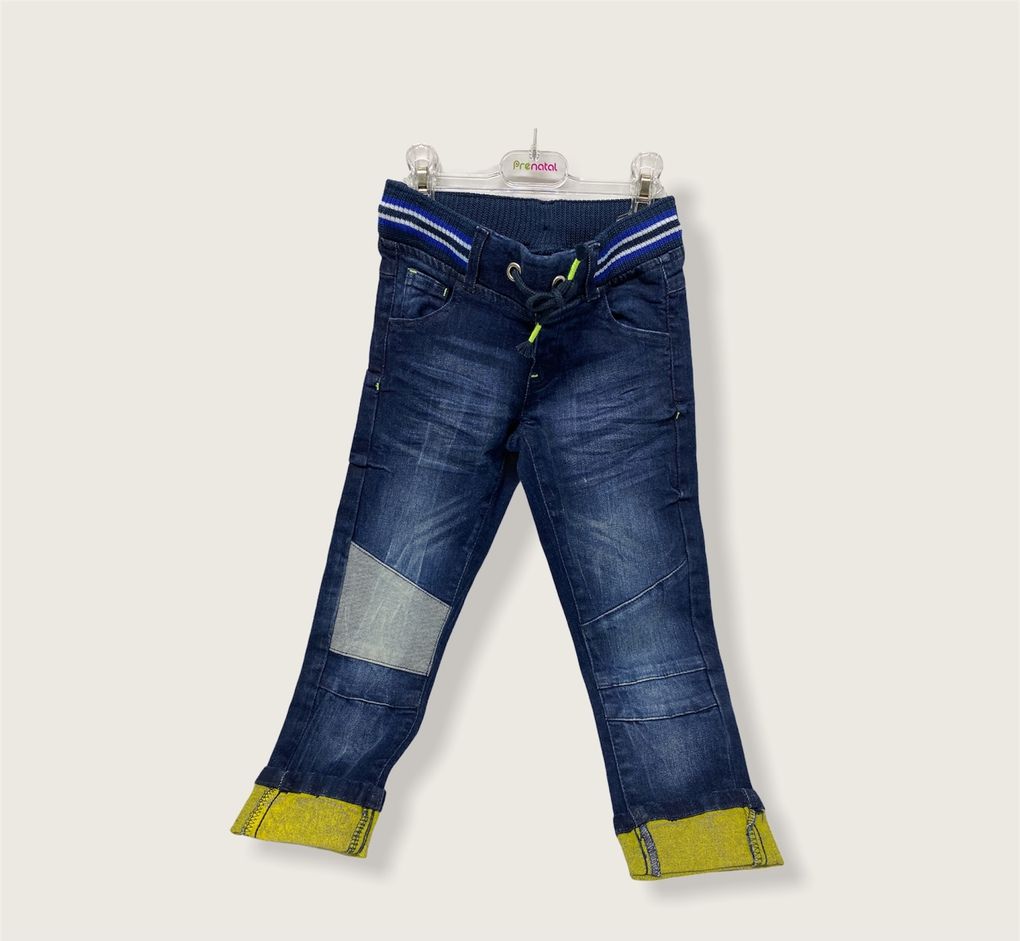 παντελόνι denim με πλεκτό ύφασμα στη μέση για αγόρι
