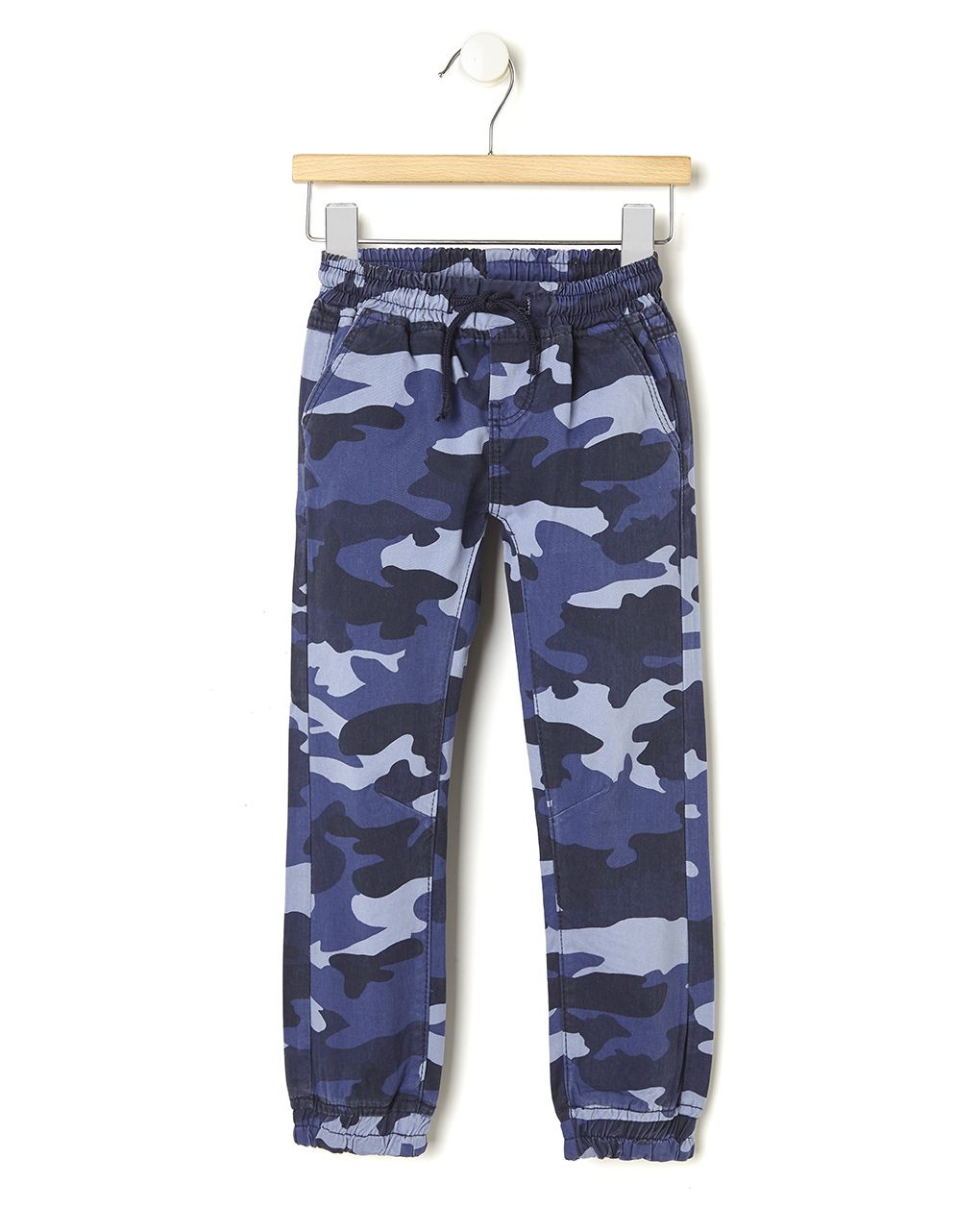 παντελόνι twill stretch με σχέδιο παραλλαγής σε μπλε-γαλάζιο για αγόρι - Prénatal