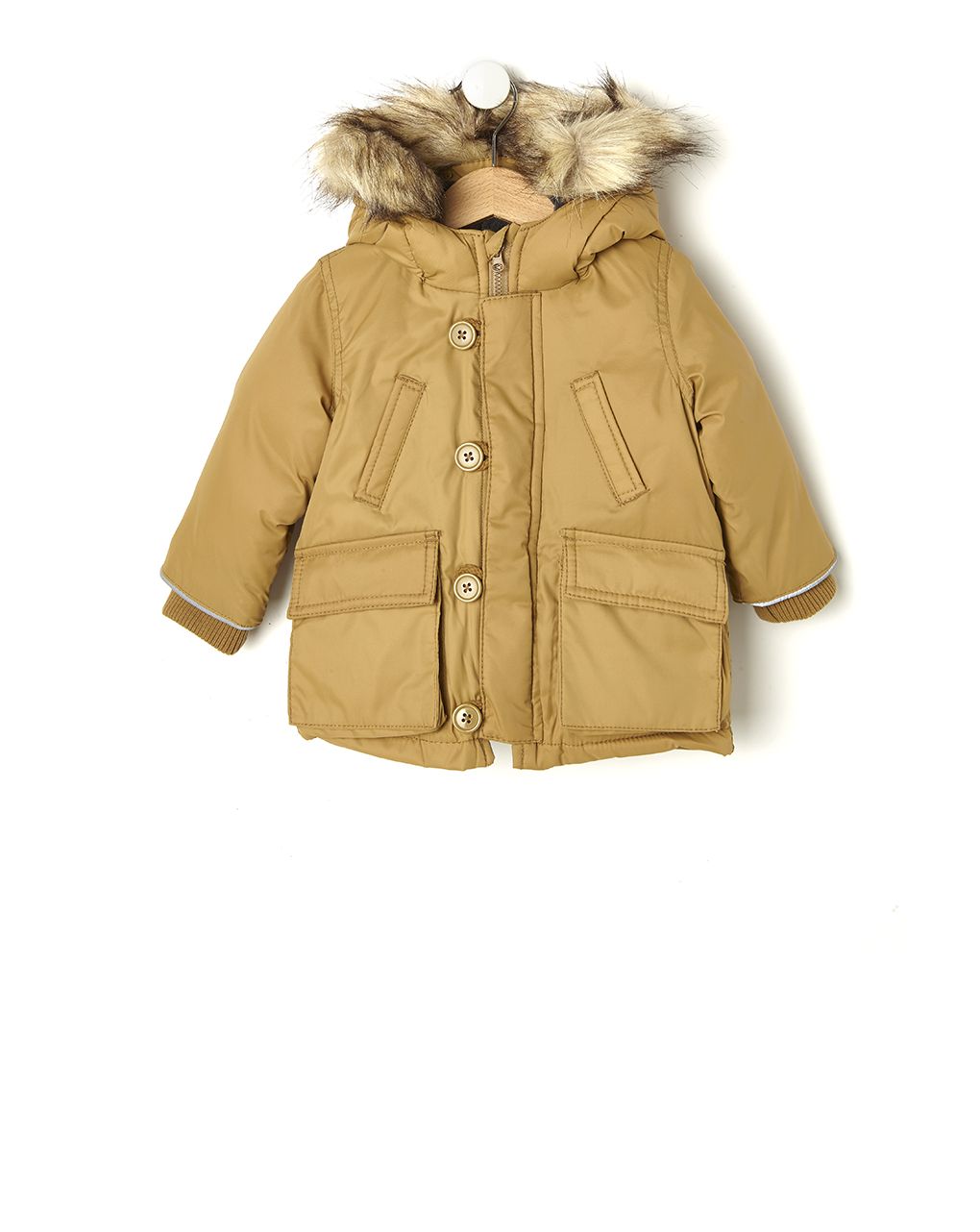 μπουφάν μακρύ καφέ με κουκούλα για αγόρι - Prénatal
