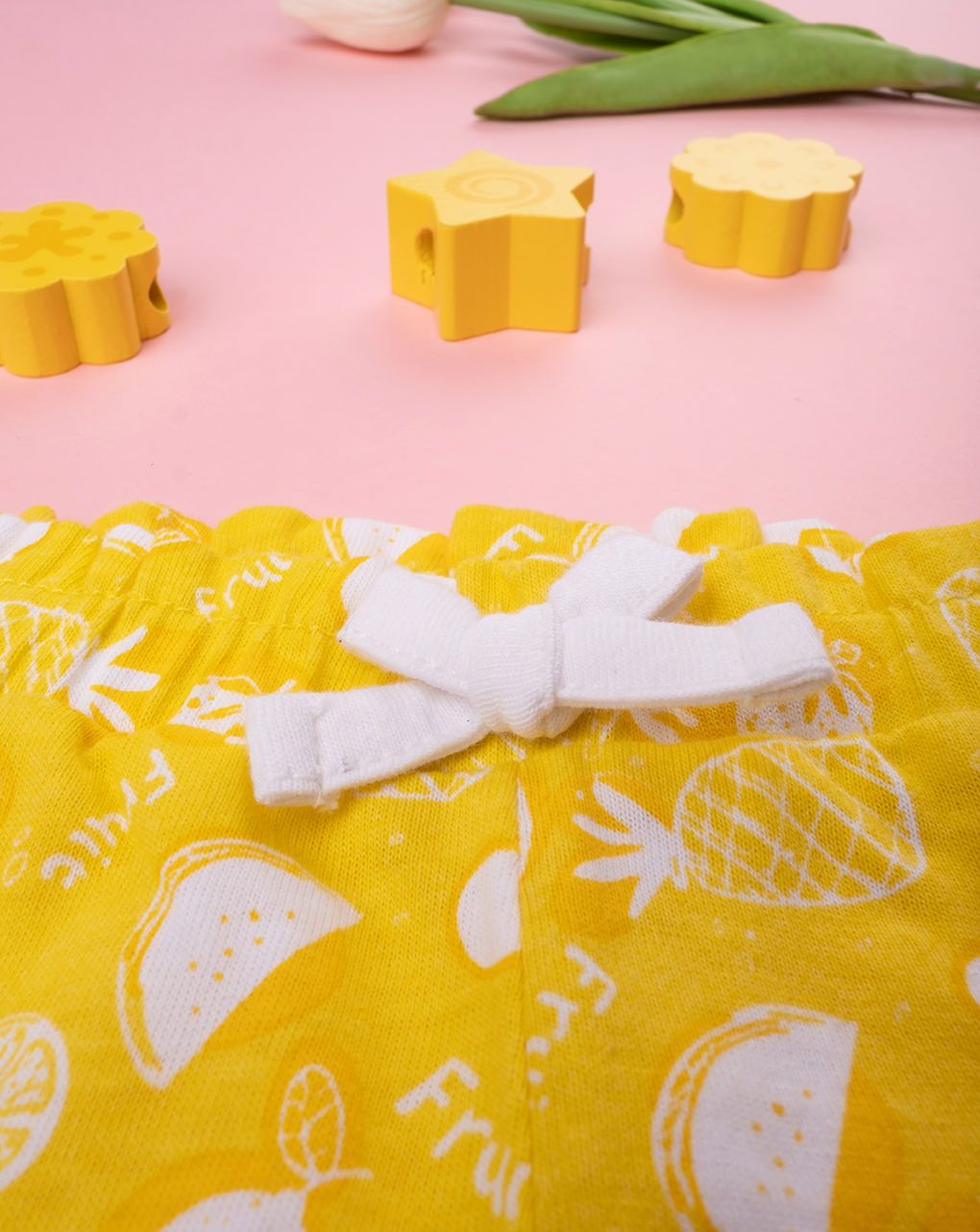 βρεφικό σορτσάκι κίτρινο με φρούτα για κορίτσι - Prénatal