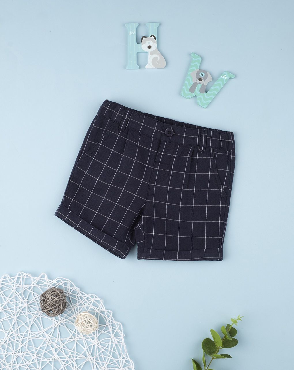 βρεφικό σορτσάκι λινό μπλε για αγόρι - Prénatal