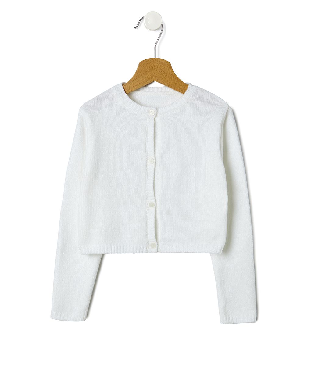 ζακέτα σενίλ εκρού για κορίτσι