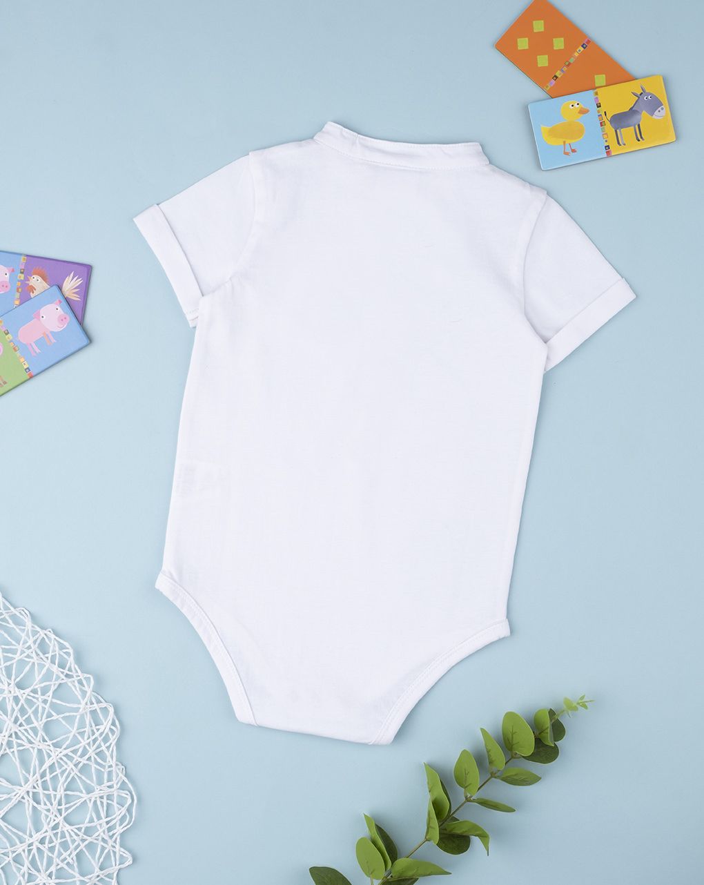βρεφικό κοντομάνικο κορμάκι λευκό με σκυλάκι για αγόρι - Prénatal