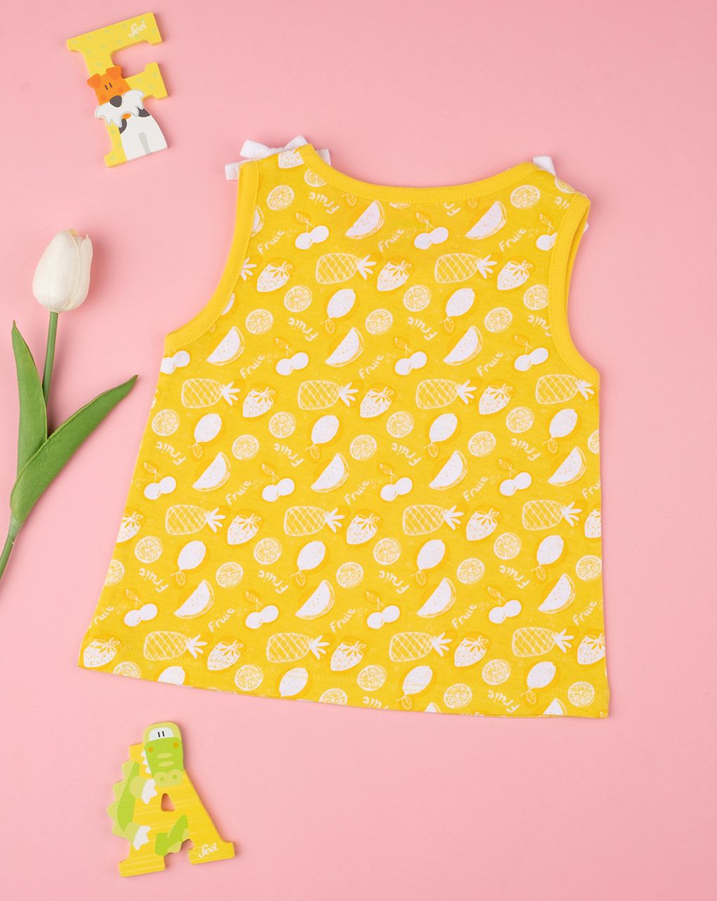 βρεφική μπλούζα κίτρινη με φρούτα για κορίτσι - Prénatal