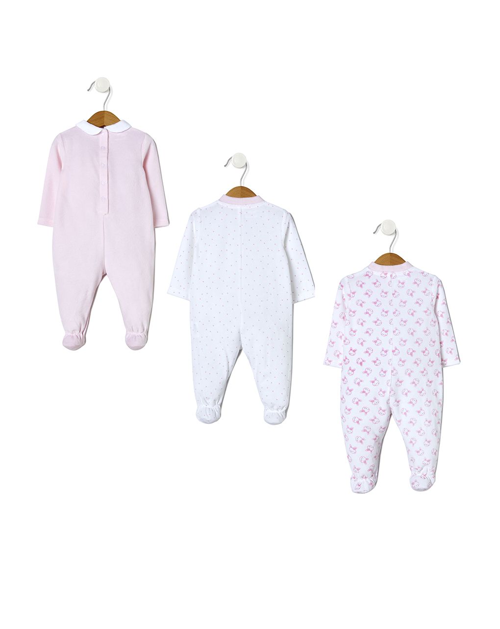 φορμάκια μακρυμάνικα σενίλ πακέτο χ3 ροζ για κορίτσι - Prénatal