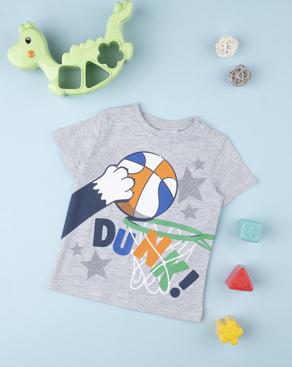 βρεφικό t-shirt γκρι με μπάσκετ για αγόρι - Prénatal